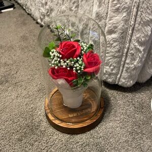 Elegant Red Rose Glass Dome